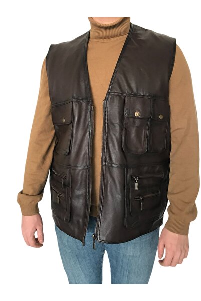 Lndr سترة رجالية من الجلد الحقيقي موديل هنتر بقصة عادية