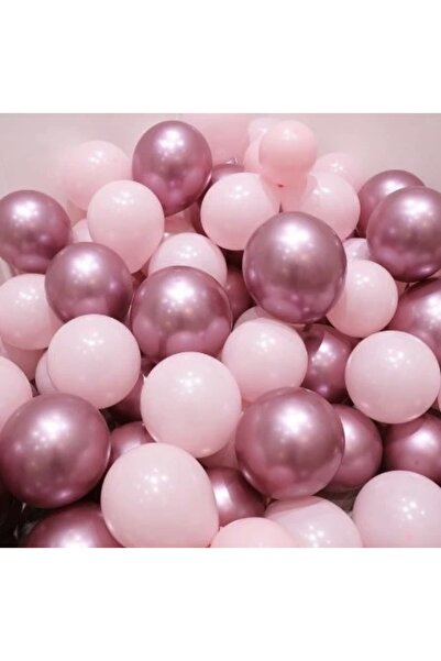 Çemrek Süs Parti بالون ماكارونس وردي وكروم وردي 12 بوصة 20 قطعة