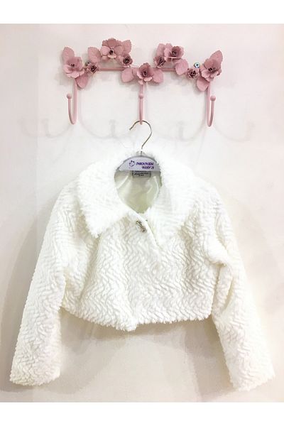 Erkut Băiețel Chelner Fată Albă Uzată Manecă Lungă Bolero Elegant de Pluș