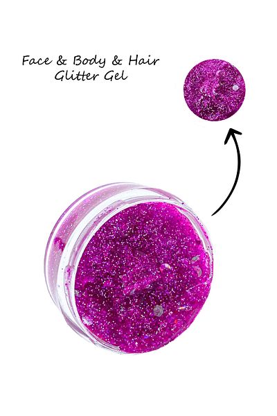 SHAKA 12 Ml Fuchsia Glitter Gel - Face Body Hair