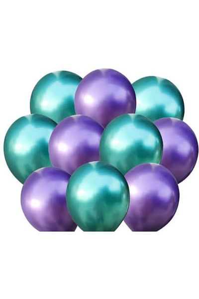 Çemrek Süs Parti Purple Green Mini Chrome Balloon 5 Inch 20 Pieces