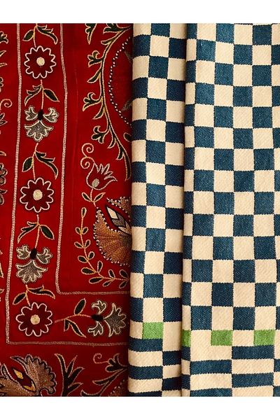 KARAKRAL Checkerboard Patterned Jacquard Shawl 65X220 cm