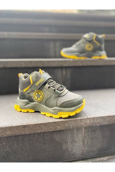 Aleza Shoes Χακί Κίτρινα Χειμερινά Παιδικά Αθλητικά Παπούτσια Ανθεκτικά στο Ψυχρό