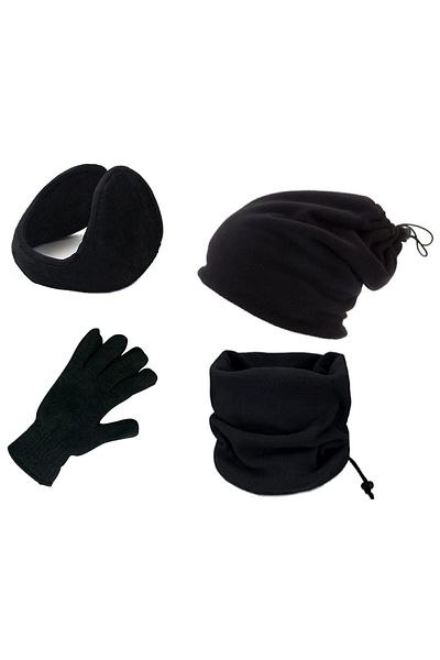 BTL STORE Set of 4 Polar Neck Collar-Beanie-Headphones and Wool Gloves