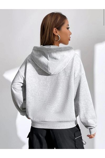 Josette Φούτερ με κουκούλα Unisex Grey Star με στάμπα