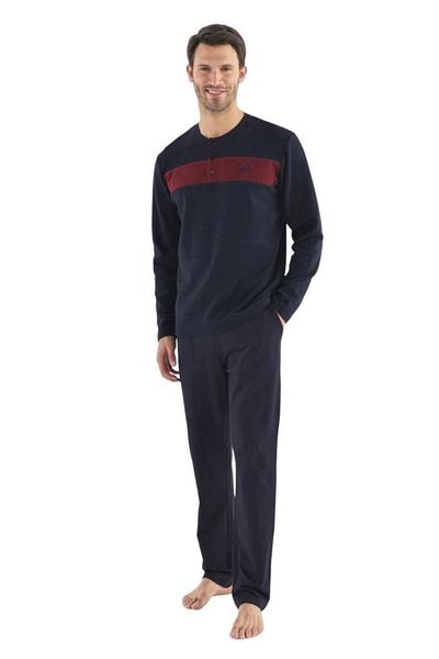 Mod Collection Thessaloniki Fabric Winter Men's Pajamas Set with Placket