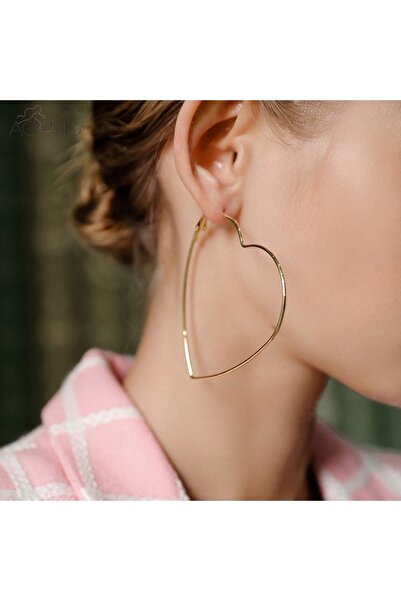 Trenderrs Women's Heart Design Large Size Earrings 5.5 Cm