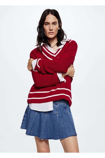 MANGO Woman V-Neck Wide Cut Sweater