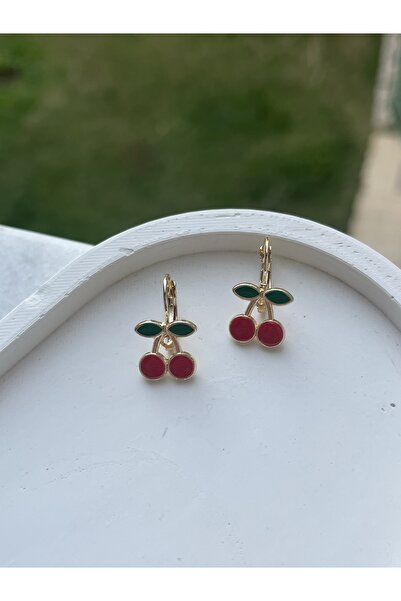 Floriaco Kırmızı Kirazlı Kız Çocuk Küpe