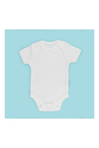 Novibaby Baby Bodysuit Snap-On Short Sleeve Ecru 100% Cotton Newborn