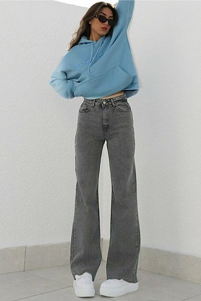 DRC trend Liana Gold 90's Women's Smoked Snow Loose Lycra Super High Waist 90's Denim Jeans (Very Comfortable)