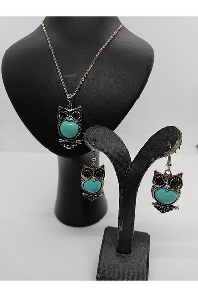 BalıkHediyelik Margazite Jewelled Necklace Earring Set-mdl-5011