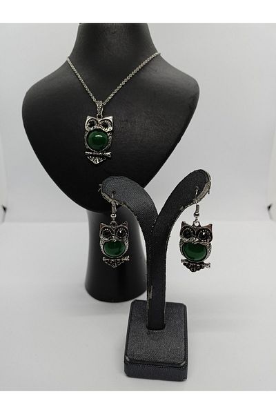 BalıkHediyelik Margazite Jewelled Necklace Earring Set-mdl-5011