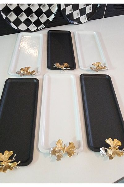 Elzemm store 2 Colors Black and White Color 6 Baton Presentation Tray with Butterfly Accessory Lux