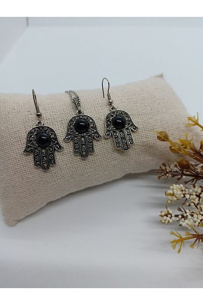 BalıkHediyelik Margazite Jewelled Necklace Earring Set-mdl-5010