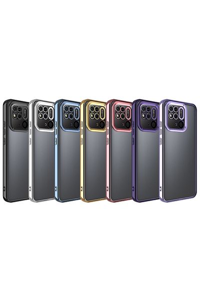 Fibaks حافظة لهاتف Xiaomi Redmi 10c مع حماية لعدسة الكاميرا وشعار ملون شفاف يظهر غطاء لامع