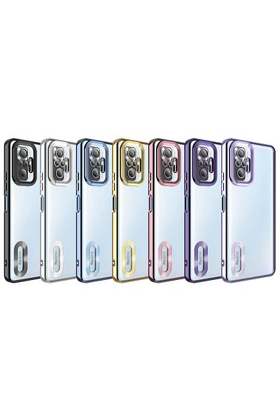 Fibaks حافظة هاتف Redmi Note 10 Pro مع حماية لعدسة الكاميرا وشعار ملون شفاف يظهر غطاء لامع