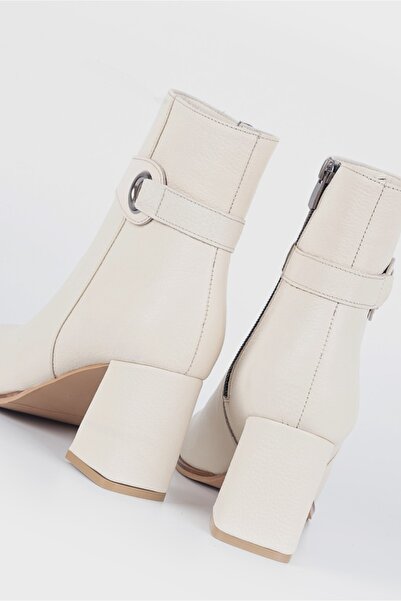 TUNAELLİ Kadın Bej Hakiki Deri 35-41 Numara Bot & Bootie