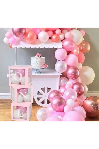 Çemrek Süs Parti Pink Balloon Chain Set 83 Pieces Balloon and Chain
