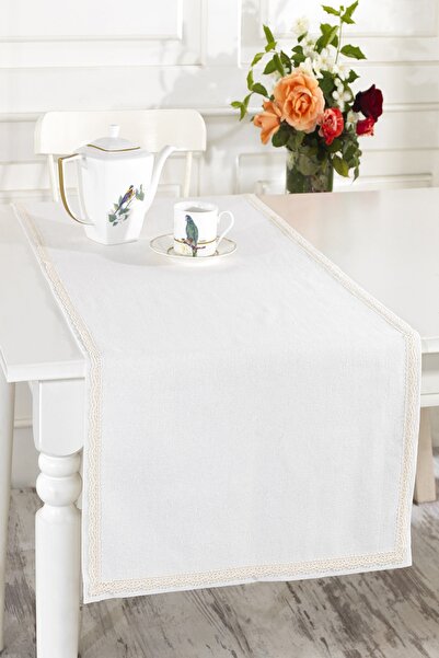 ÖDEL HOME قماش بولدان سميك طبيعي بحواف دانتيل 50x130 سم عداء