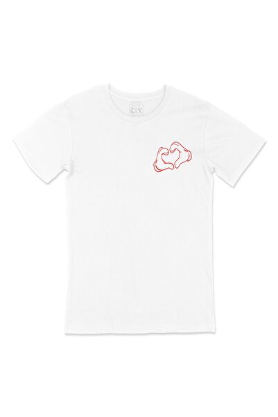Cix تي شيرت أبيض مع تصميم شعار جيب القلب