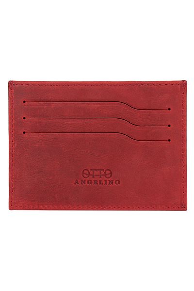 OttoAngelino Otto Angelino Suport pentru carduri minimalist ultra subțire din piele naturală - roșu