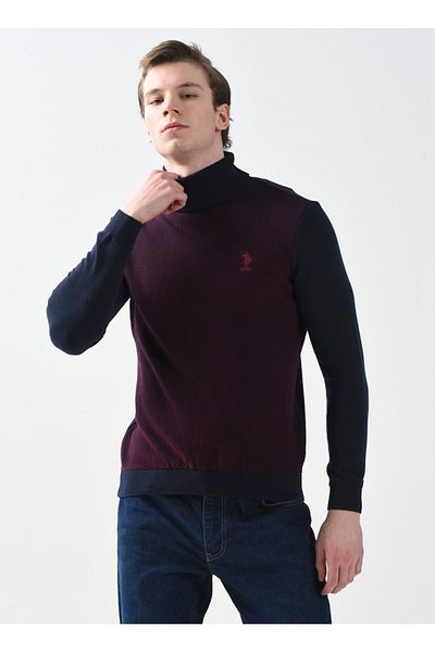 U.S. Polo Assn. Червен мъжки пуловер Naruna с пълна яка