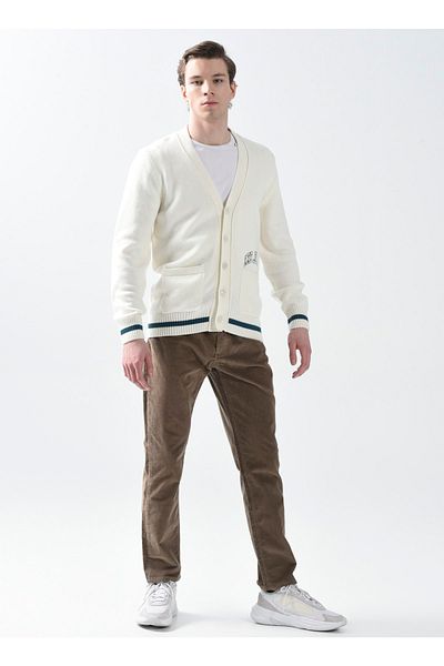 Lee Cooper Ψηλόμεσο άνετο μπεζ ανδρικό παντελόνι Chino 231 Lcm 221005 Ricki Beige