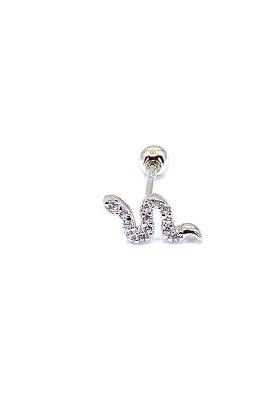 La femme by begum White Jewelled Snake Silver Silver Piercing,flat,helix,tragus,forward Helix Piercing