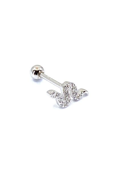 La femme by begum White Jewelled Snake Silver Silver Piercing,flat,helix,tragus,forward Helix Piercing