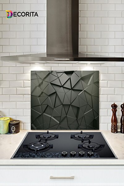 Decorita Cam Ocak Arkası Koruyucu | Antrasit Kristal | 52cm X 60cm