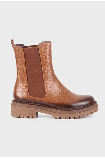 TUNAELLİ Women's Tan Genuine Leather Chelsea Boots & Booties, Size 35-41