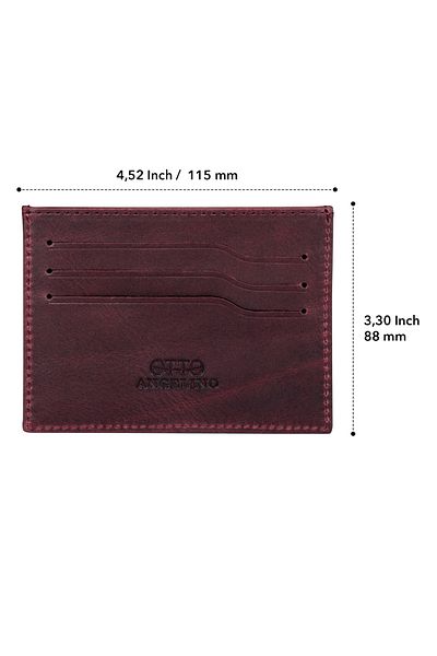 OttoAngelino Otto Angelino Suport pentru carduri minimalist ultra subțire din piele naturală - Roșu Claret