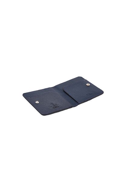 Eminsa Unisex Black Plain Leather Card Holder Wallet with Snap Fasteners