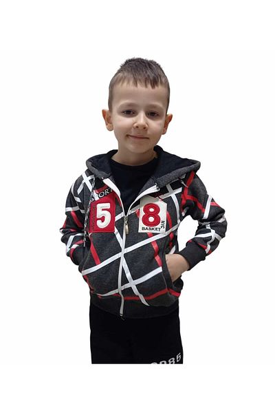 Fox Life Kids Hanorac pentru băiat cu glugă cu trei fire și fermoar