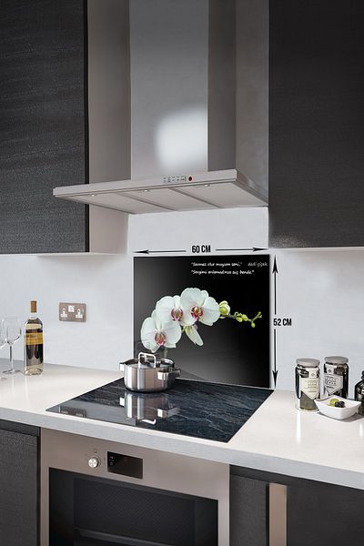 Decorita Protector de spate pentru aragaz din sticla |   Orhidee elegantă |   52 cm X 60 cm