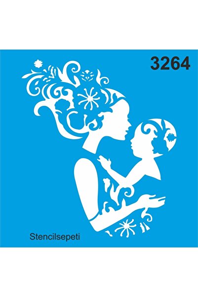 StencilSepeti الأم والطفل - قالب رسم استنسل 40x40 سم