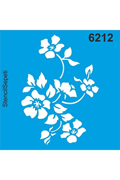 StencilSepeti Çiçek Deseni - Stencil Boyama Şablonu 30x30cm