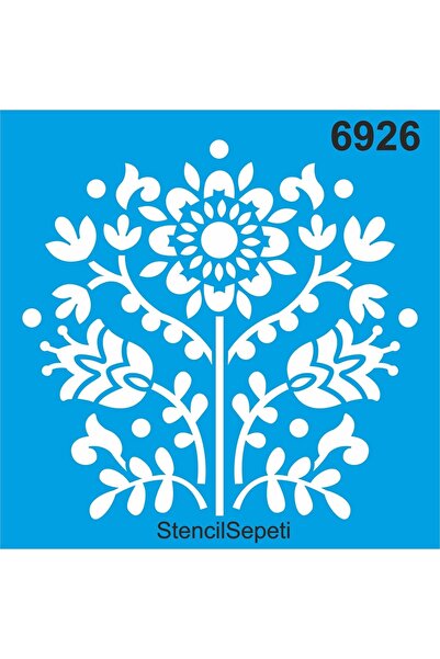 StencilSepeti Çiçekli Desen - Stencil Boyama Şablonu 30x30cm