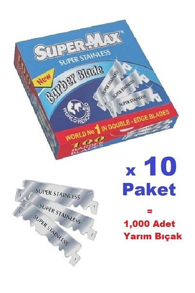 SÜPERMAX Barber Razor Half Shaving Blades 100pcs X10pack