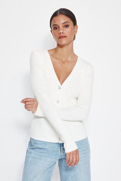 Trendyol Collection Strickjacke - Ecru - Regular Fit