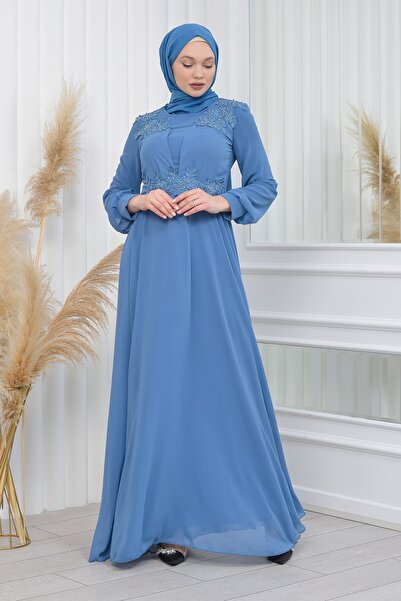 poplinmoda Güpürlü Şifon Abiye-cavide Model