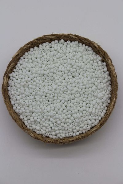 Hobimos 25 Gram White Colored Glass Sand Beads - Jewelry Making Beads (~300 Pieces)