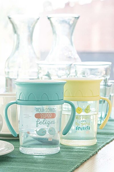 saro Drip-Free 360 ​​Degree Drinkable Blue Drinking Cup with Handle