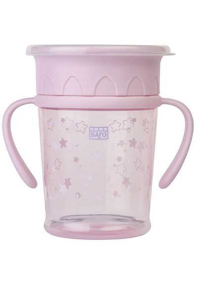 saro Pink Drinking Cup with Non-Drip 360 Degree Handle