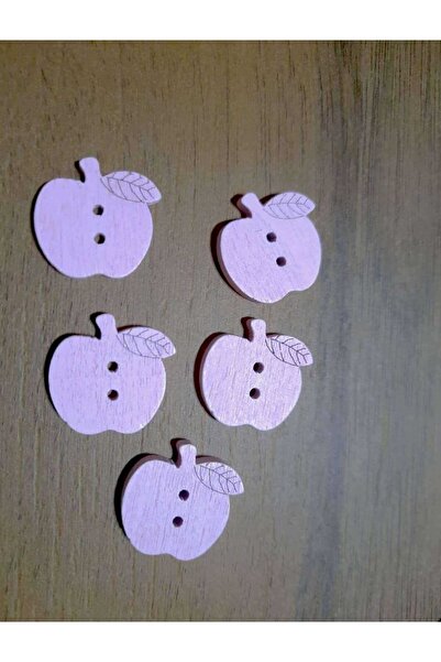 İMREN AKSESUAR Κουμπί μήλου από φυσικό ξύλο σε ροζ χρώμα 2 εκ. - 1 συσκευασία 10 τεμαχίων