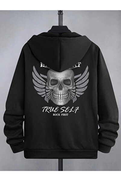 YUVEST Hanorac oversize unisex True Self-Print cu guler rotund