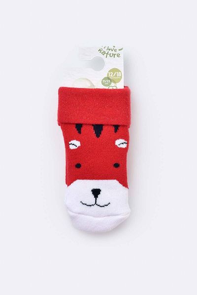 Biorganic Baby Towel Socks Red
