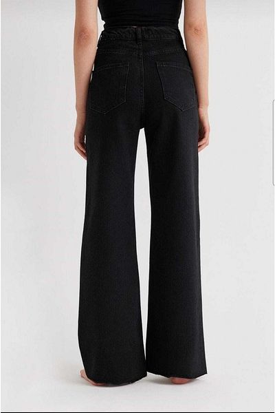 Trn JNS Adela Wide Leg Black Super High Waist Blugi largi de damă Pantaloni Palazzo