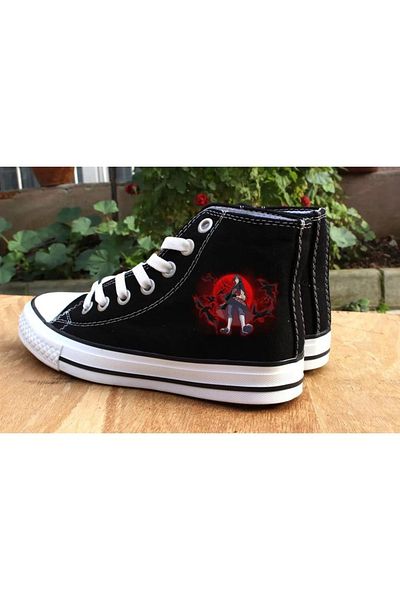 Touz My Vision Anime Itachi Printed Black Canvas Shoes